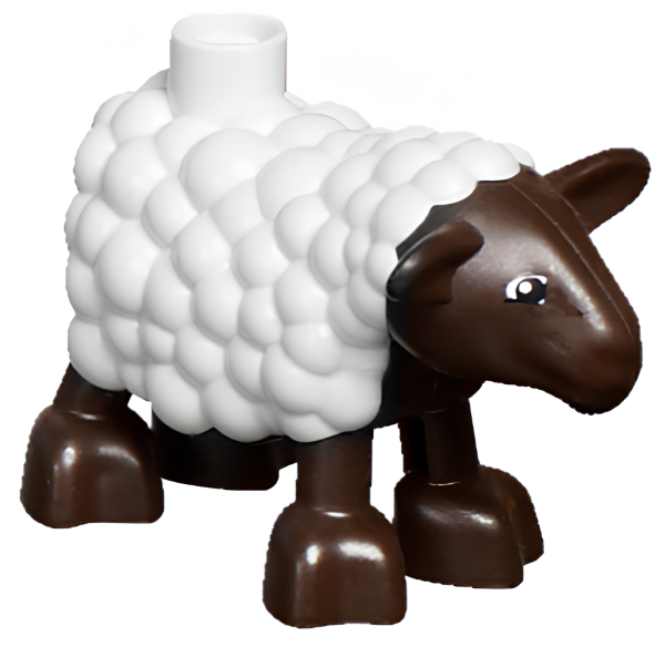 Овечка Lego Duplo Sheep, Lamb with Dark Brown Legs and Head Pattern duplamb01pb01 U